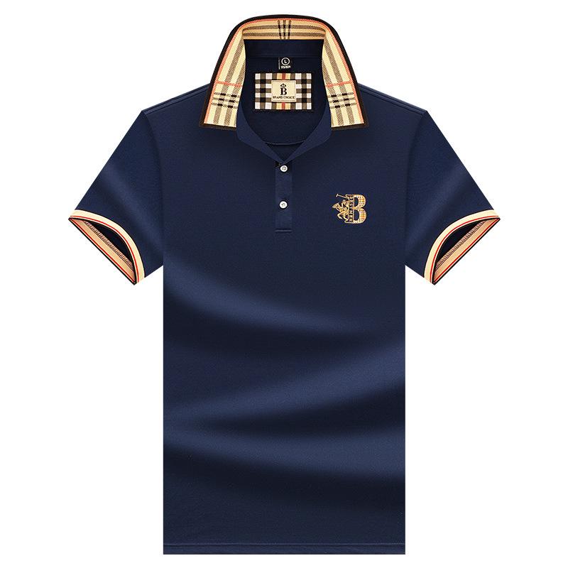 The BAY Specht Heren Geruit Losvallend Poloshirt - Zomer Korte Mouw Trendy Revers Design 50/L for 120-140 lbs