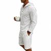Men's Casual Long-sleeved Tooling Shirt Multi-pocket Shorts Set