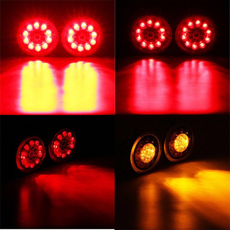 2pcs Round 19LED Truck Trailer Lorry Stop Turn Tail Brake Light Side Marker