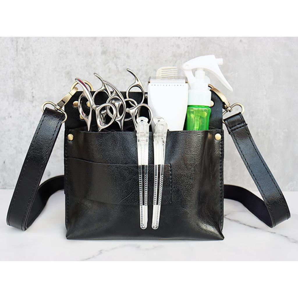 Barber Scissors Bag Hairstylist Waist Bag 7 Slot Scissor Holder Bag PU Leather Tool Bag for Scissor Hair Clips Combs