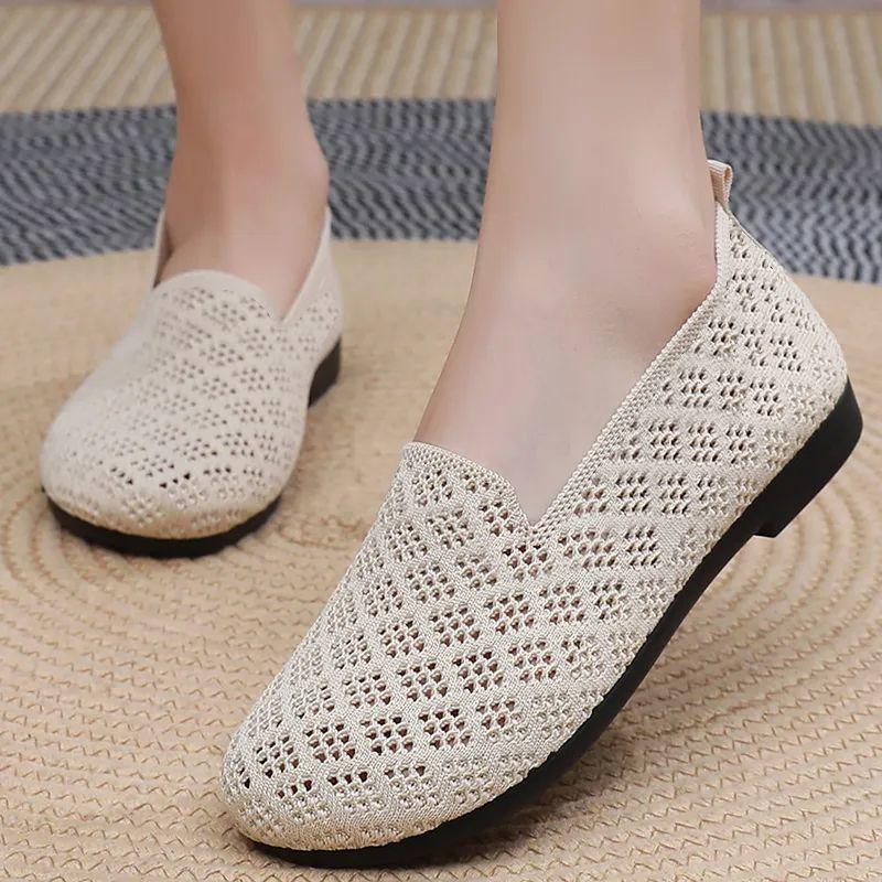 Summer hollow mesh women's shoes cloth shoes mesh breathable sandals soft sole soft surface fashionable versatile