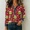 Women's Casual Long Sleeve Top Loose Fit Stylish Color Block Patchwork Shirt Comfortable Everyday Blouse