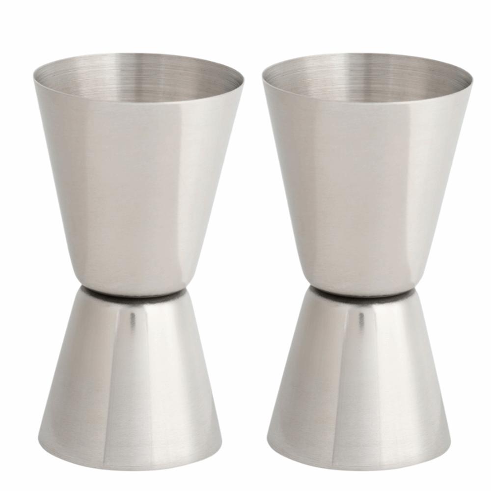 2pcs 20/40ml Stainless Steel Cocktail Jigger Double-Head Design Reversible Pourer Double Head Measuring Cup Silver