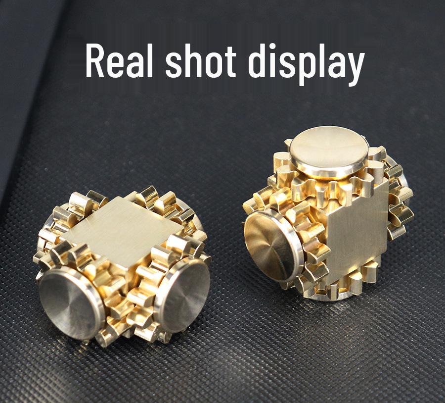 Nine-Tooth Pure Copper Metal Alloy Gear-Linked Fidget Spinner Ferris Wheel with 34-Gear Rubik's Cube Design
