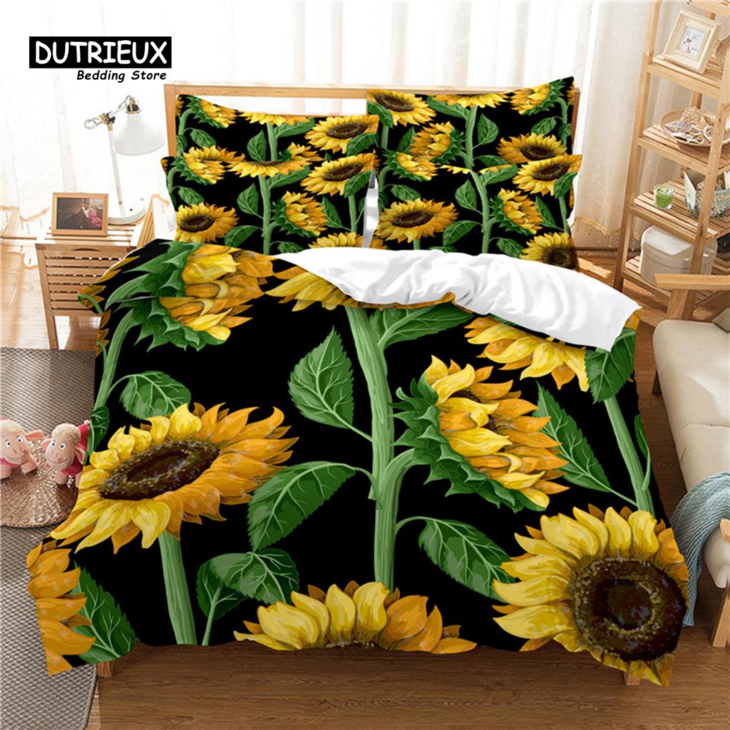 Flowers Duvet Cover Set, Fashion Flower Bedding Set, Soft Comfortable Breathable Duvet Cover, For Bedroom Guest Room Decor