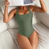 Nuovo costume da bagno intero slim conservativo tinta unita bikini da spiaggia vuoto schiena bellissima intero