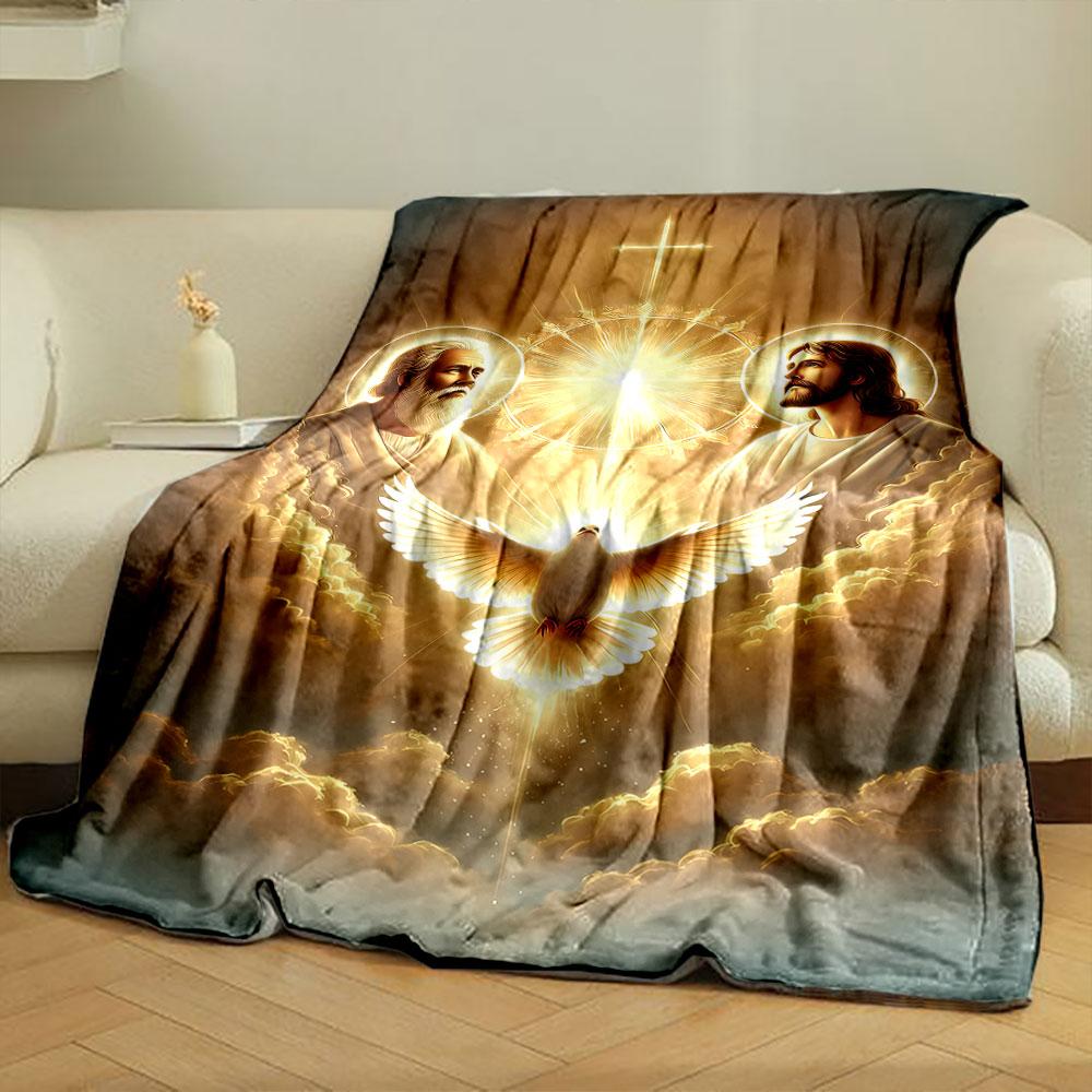 Holy Trinity Dove Blanket Printed Blanket for Living Room Bed Couch lunch break Soft Cozy Blanket for Friend's festival Gift