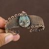 Natural Rainbow Moonstone Handmade Copper Wire Wrap Bangle Adjustable v4B00