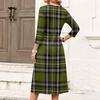 Lässiges Damen-Karo-Kleid mit V-Ausschnitt und Dreiviertelärm