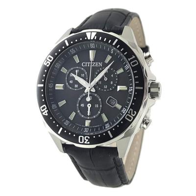 Citizen Eco-Drive Chronograph CITIZEN Solar Chrono Rotating Bezel Leather Strap with Extra Strap Black VO10-6771F BK