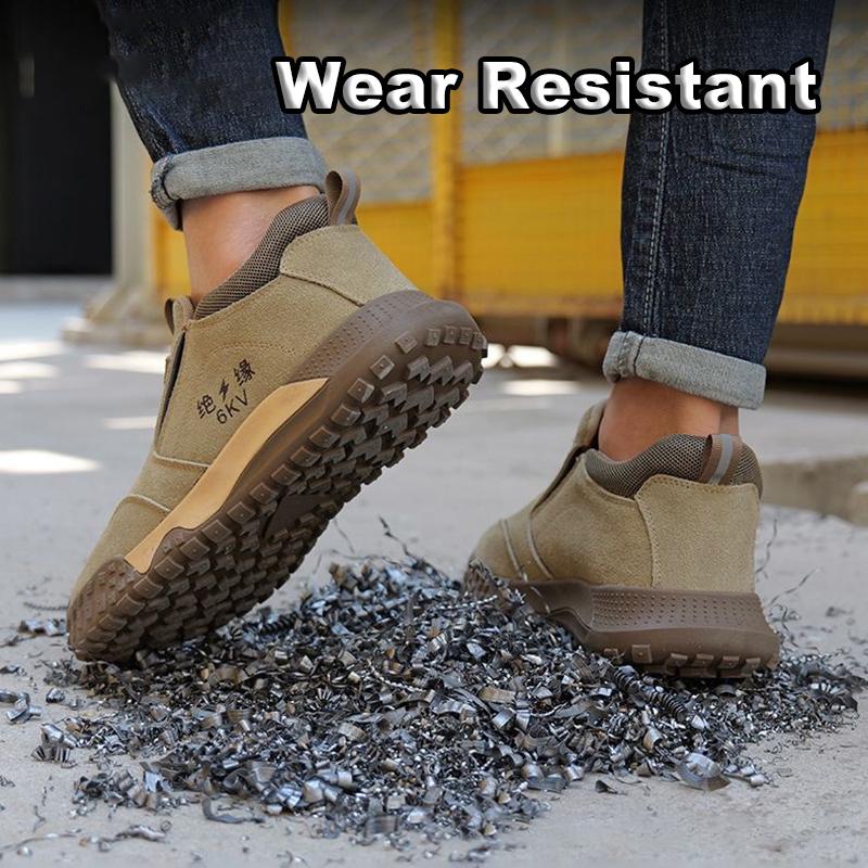 Oulylan Anti Puncture Protective Sneakers Breathable Lightweight Safety Shoes Wear Resistant No Steel Toe Work Boots For Men