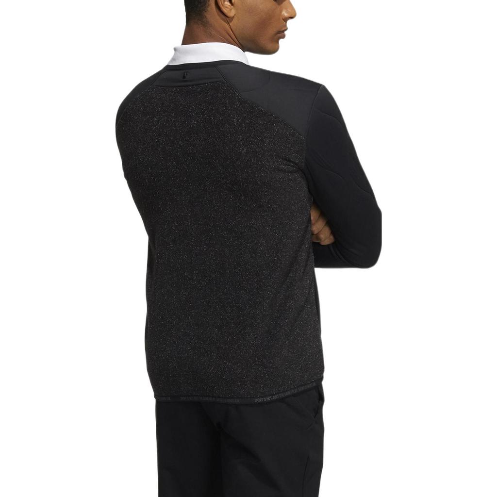 Adidas Solid Color Round Neck Zip-Up Jacket Men Outerwear Black GT3307