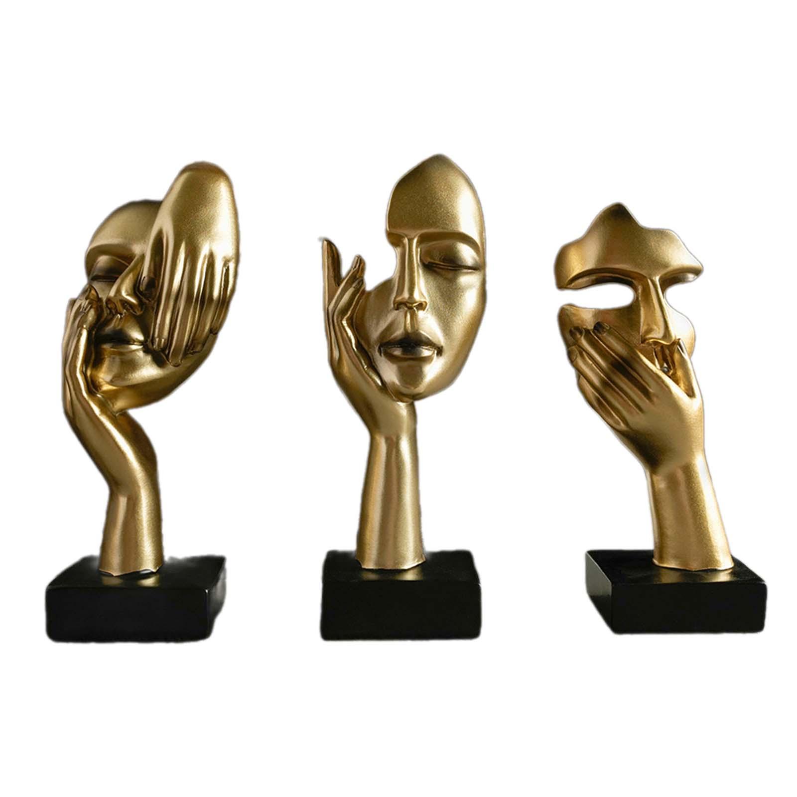 

3 Pieces Thinker Statues Decorative Housewarming Gifts Abstract Art Sculptures for Bookshelf Bedroom Shelf Entryway Home Decor золотистый