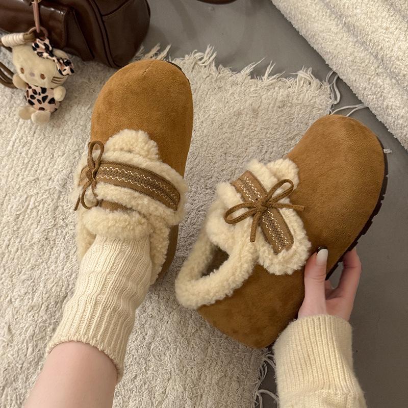 Women's soft elastic thick sole winter fur one warm cold padded snow boots non-slip wear casual sports cotton boots