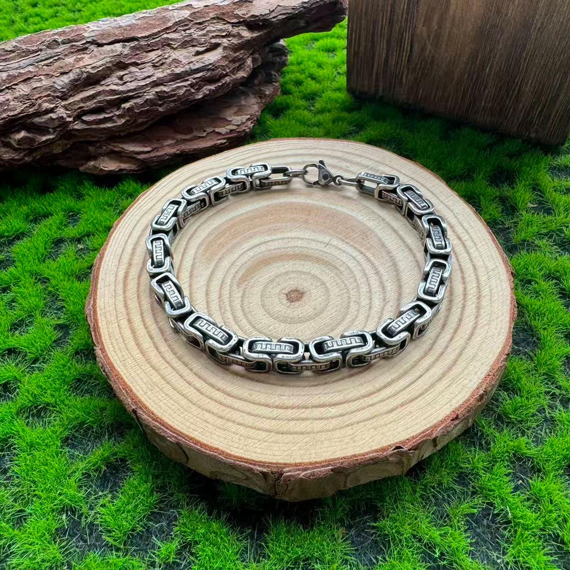 Retro Viking Twill Chain Bracelet - Trendy Hip Hop Norwegian Style Party Jewelry A0875