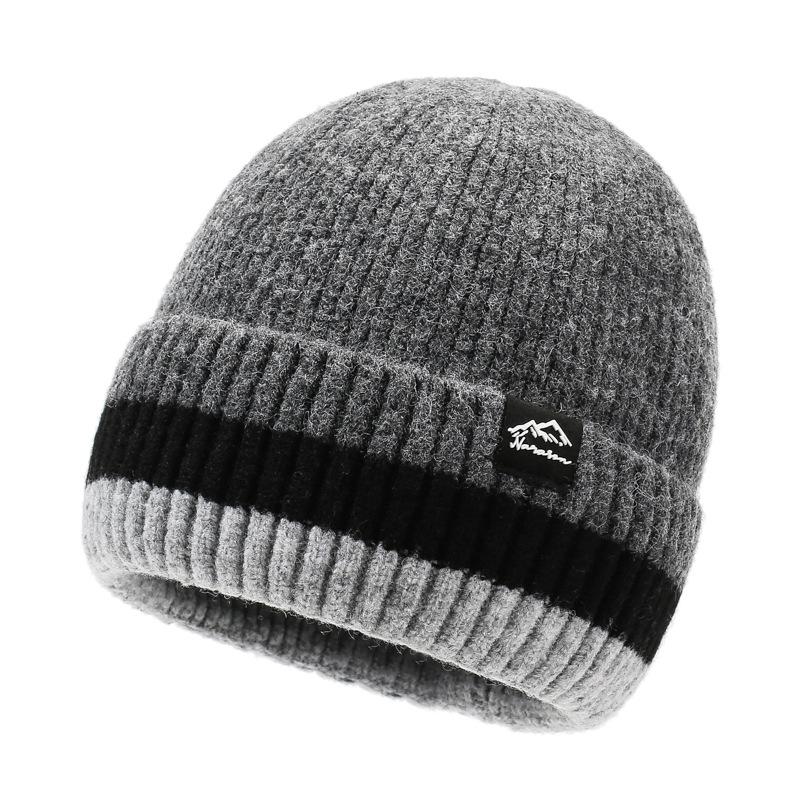 Winter Warm Wool Hat Knitted Pullover Hat Velvet Windproof Ear Protection Hat Thick Biker Hat for Men Women