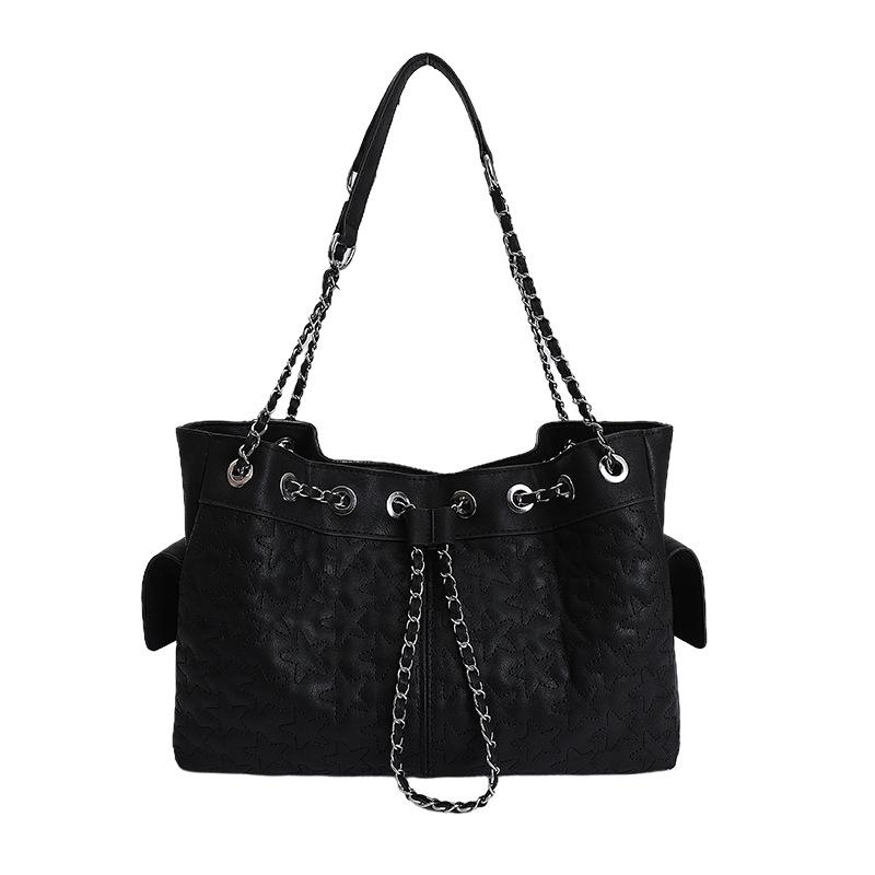 

Korean Style Ins Bucket Bag, Sweet Fashionable Handbag, Versatile Chain Shoulder Crossbody Purse чорний