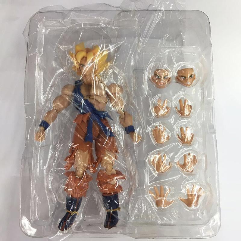 Figurine d'action 16cm Dragon Ball Super Saiyan 3 Goku SHF Anime Mobile PVC Poupée de Collection Figurine Kakarotto Son Goku Modèle Jouets