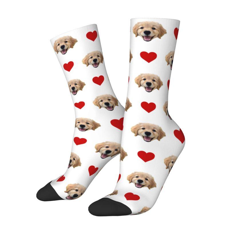Fashion Print Personalized Face Custom Dog Photo Socks for Women Men Stretchy Summer Autumn Winter Crew Socks