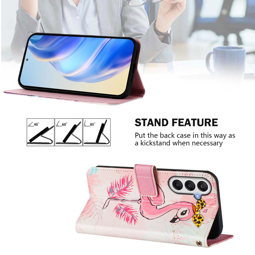 For Samsung Galaxy S24 FE Leather Case Pattern Printing Wallet Phone Cover with Strap