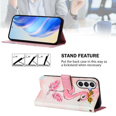 For Samsung Galaxy A55 5G Case Pattern Printing Wallet Phone Cover with Strap