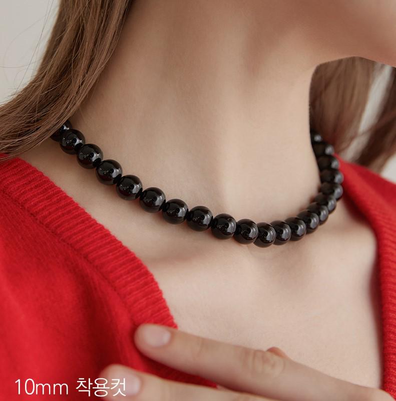 Korean Elegant Black Agate Minimalist Necklace for Women