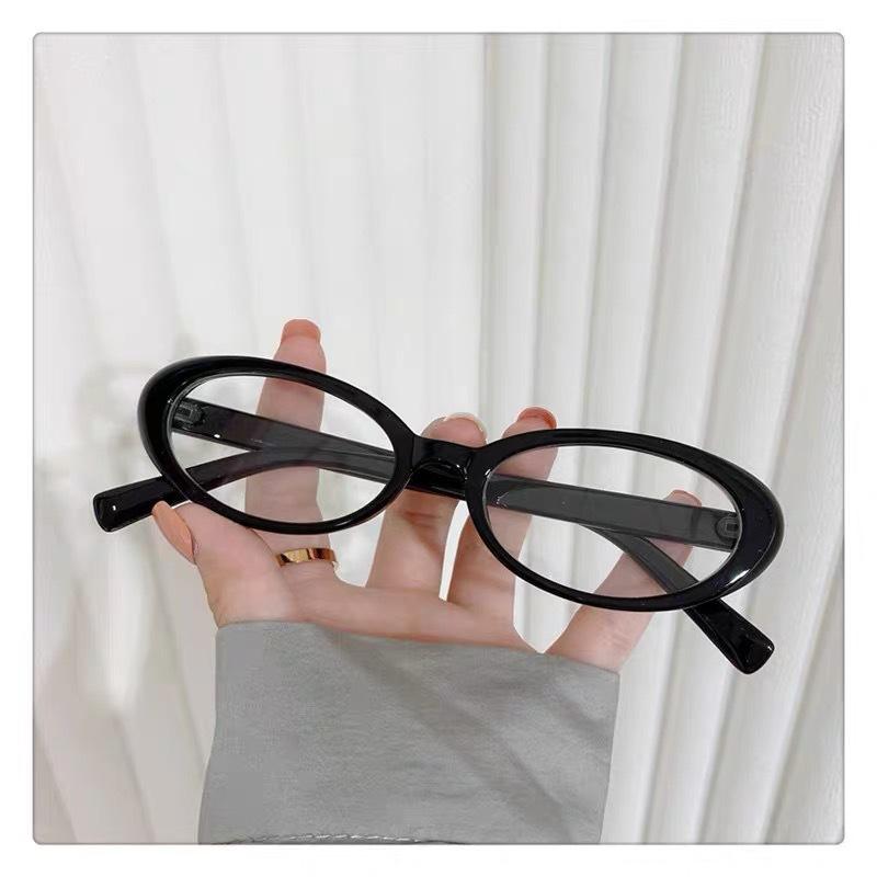 Anti-Blue Light Women'S Retro Small Oval Glasses Trend Thin Flat Glasses Glasses Frame Hair