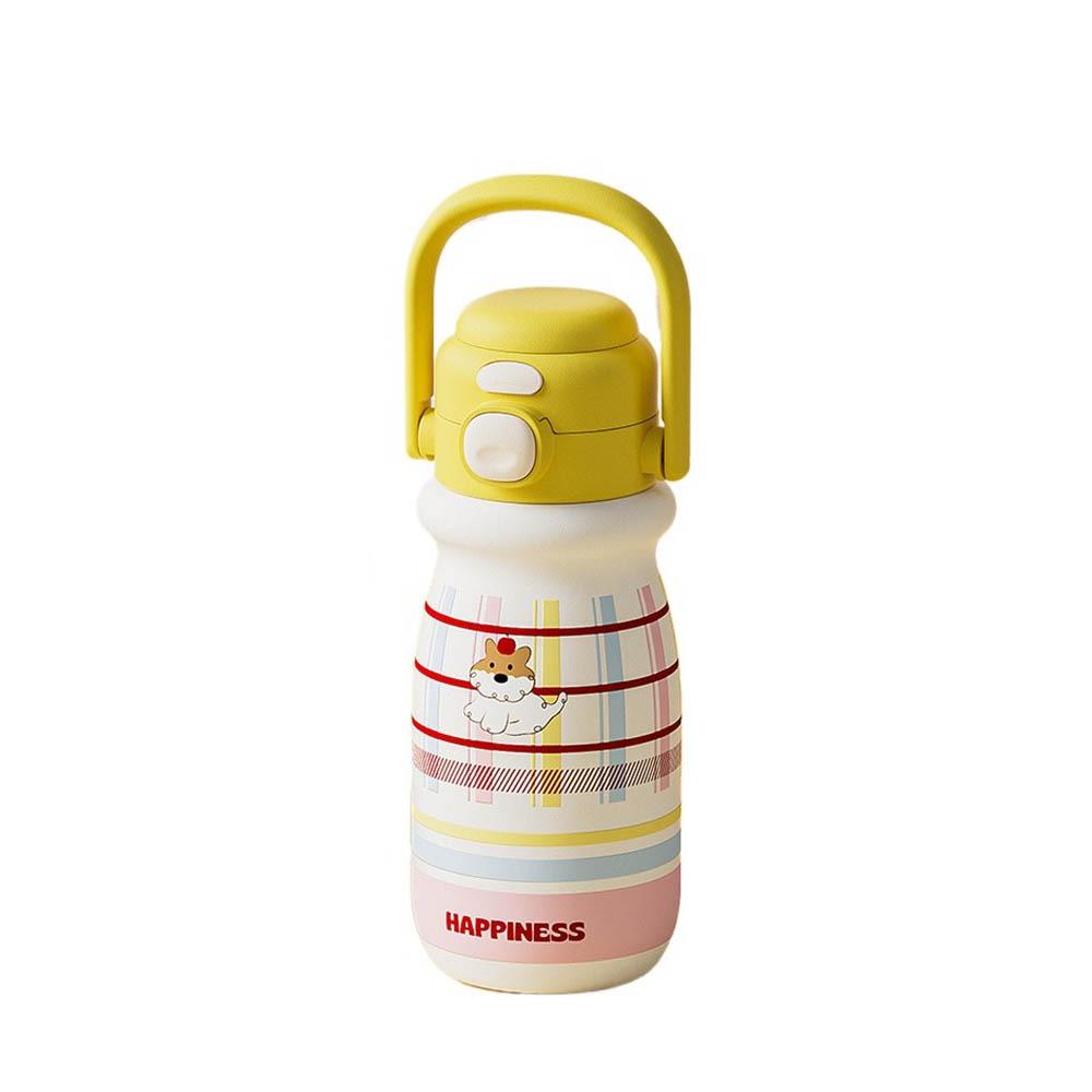 520ml Bounce Insulated Cup with Handle Vacuum-insulated Bottle Portable Cartoon Straw Cup  Office