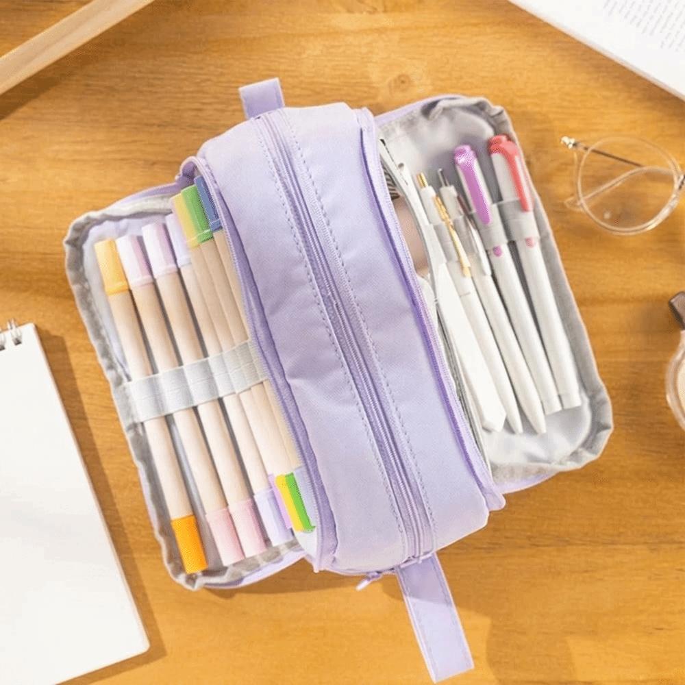 Large Capacity Pencil Case Zipper Pocket Storage Organizer Pencil Pouch Pencil Storage