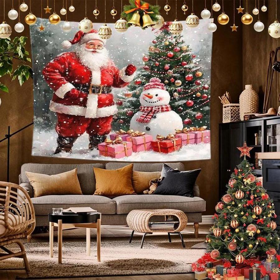 Santa Claus Christmas Tapestry Background Cloth Hanging Cloth Bedroom Bedside Decorative Wall Cloth Rental Dormitory Tapestry