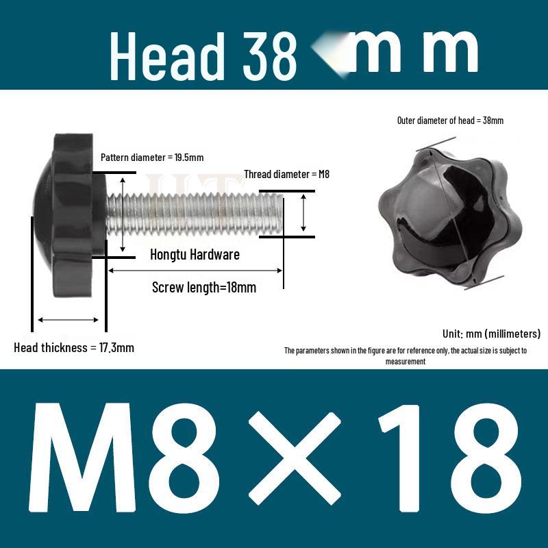 32-Head Rubber Six-Star Plum Blossom Handle Knob M5/M6/M8 Plastic Thumb Screw