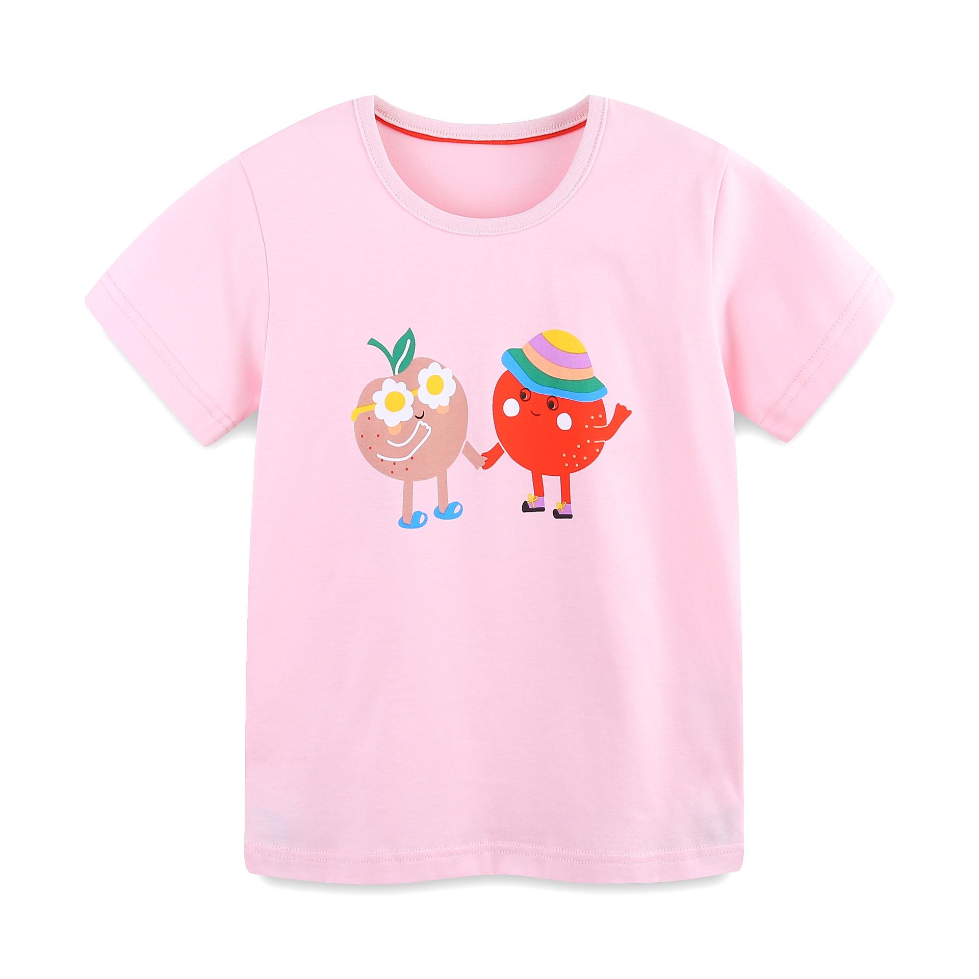 AostaBetty Summer Cartoon Print Girls Short Sleeve Set - European Style Children s Clothing 5Y (115cm)