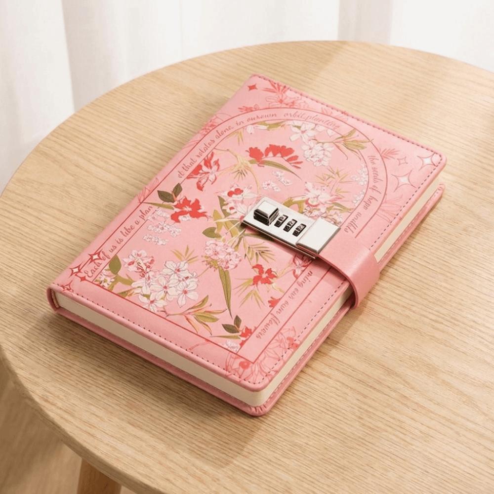 

Simple Elegant Appearance A5 Notebook Secure Lock Design Creative Diary Personal Use розовый