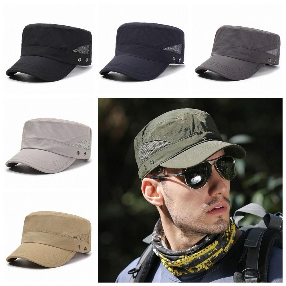 Polyester Sun Hat Breathable Summer Visor Hat New Flat Peaked Cap Men
