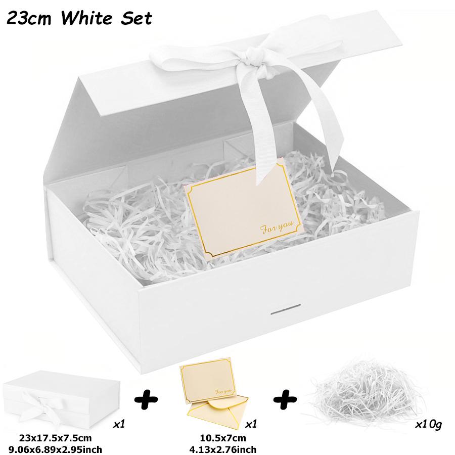 

23-33cm Luxury Magnetic Gift Box with Lid Ribbon Lafite Grass and Cards for Valentine s Day Wedding Birthday Gift Packaging Box As picture show