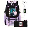 Two-dimensional Peripheral Day Man Ghost Extinguishing Backpack Pencil Bag Large Capacity Student Leisure Schoolbag with USB Port
