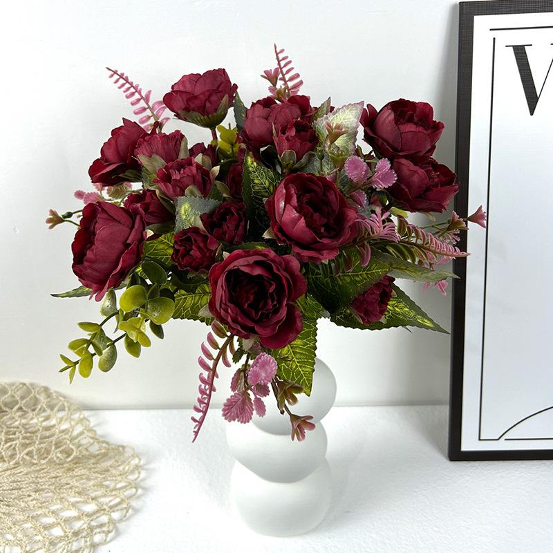 Artificial Flower Peony Flower, Plastic Flower Fake Flower Living Room Dining Table Decoration Wedding Photo Props