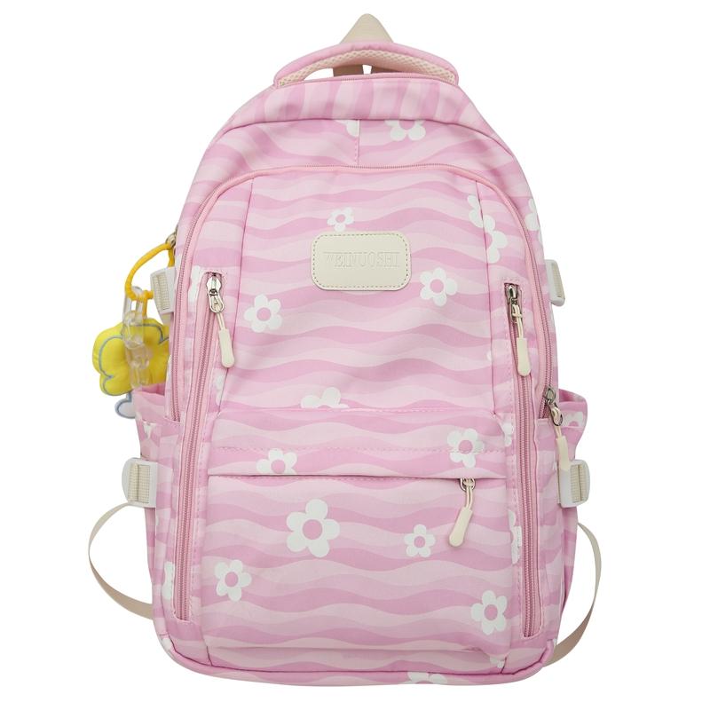 

Студенческий школьный рюкзак с цветочным принтом, женский рюкзак большой емкости для девочек, сумка для книг