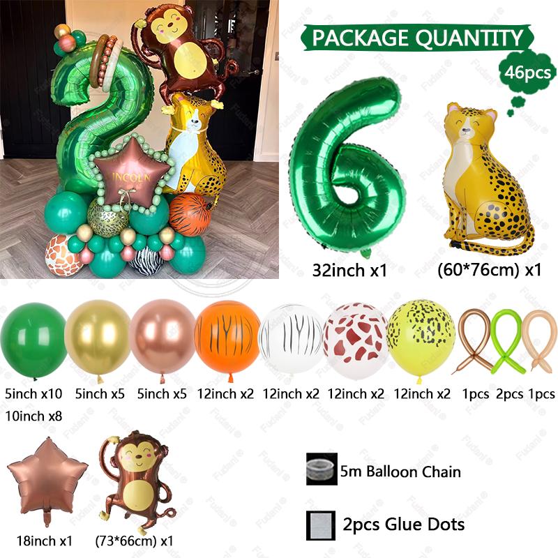 Cartoon Jungle Animal Balloon Set Monkey Leopard Safari Wild Birthday Party Decorat Baby Shower Jungle Party Home Deco Supplies