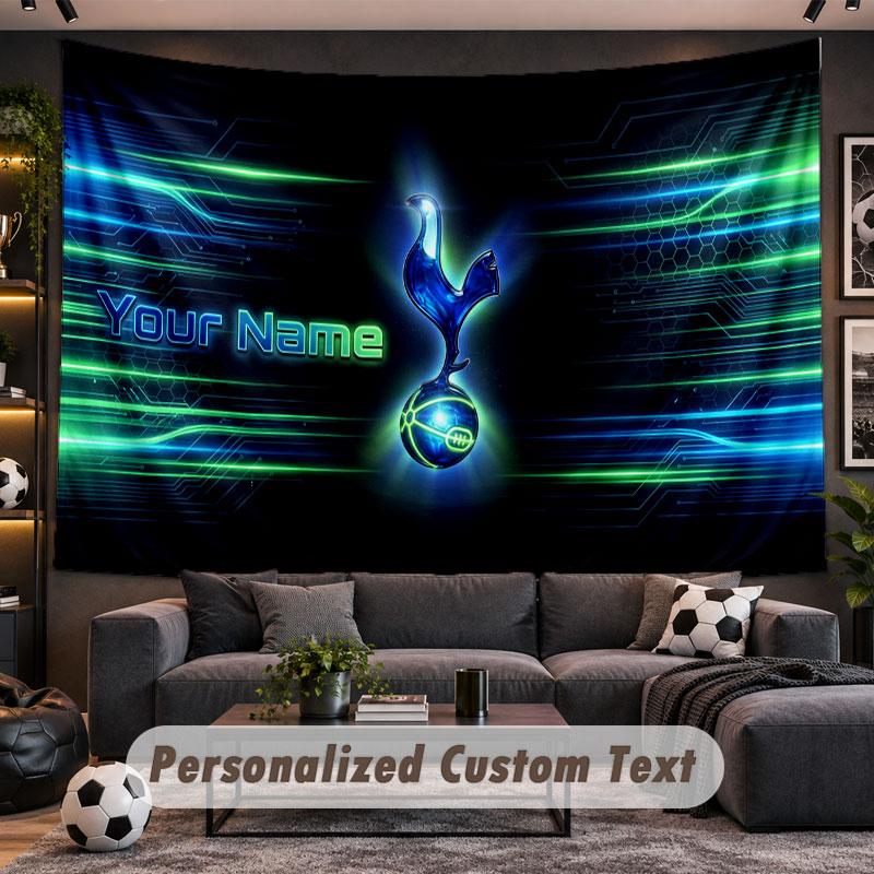 Tapeçaria de Pendurar na Parede Nome Personalizado Padrão Tottenham Hotspur FC Tecido Impresso Personalizado Decoração de Parede