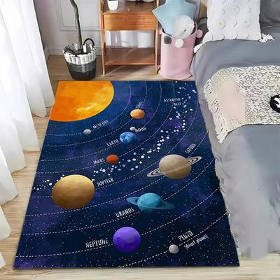 Solar System Kids Educational Carpet Mat Rug Space Planet Home Decoration Area Rug for Children's Bedroom Living Room Playroom