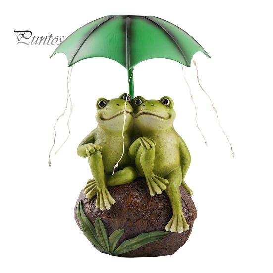 

Лягушка-пара, солнечный свет, прочная конструкция из смолы, водонепроницаемая, устойчивая к ультрафиолетовому излучению, скульптура лягушки, держащей зонтик, со светодиодной подсветкой Frog
