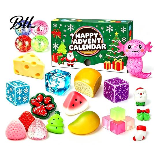 Stocking Stuffers for Christmas Squeeze Toys Advent Calendar, Soft Bun Sensory Fidget Toys, Anxiety Relief Teens Stuffer, Stress Kids Adults, Holiday