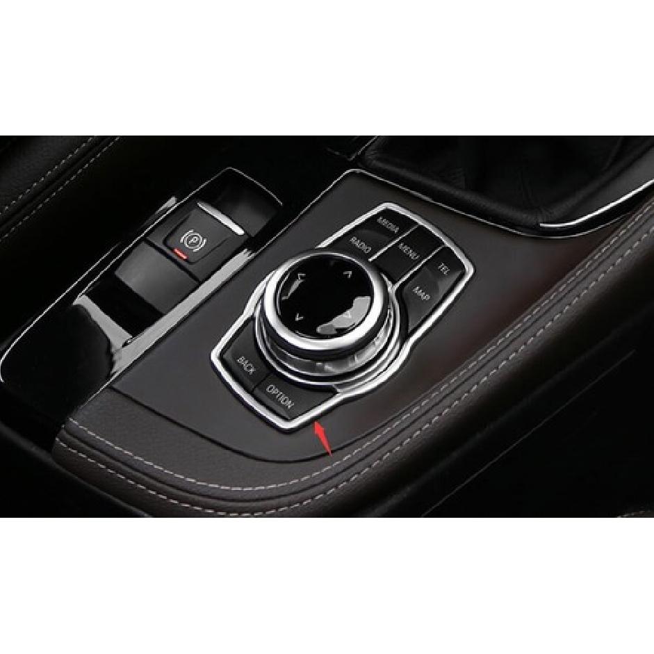 For BMW X1 2016-2022 Silver Titanium Console Multimedia Knob Button Frame Trim