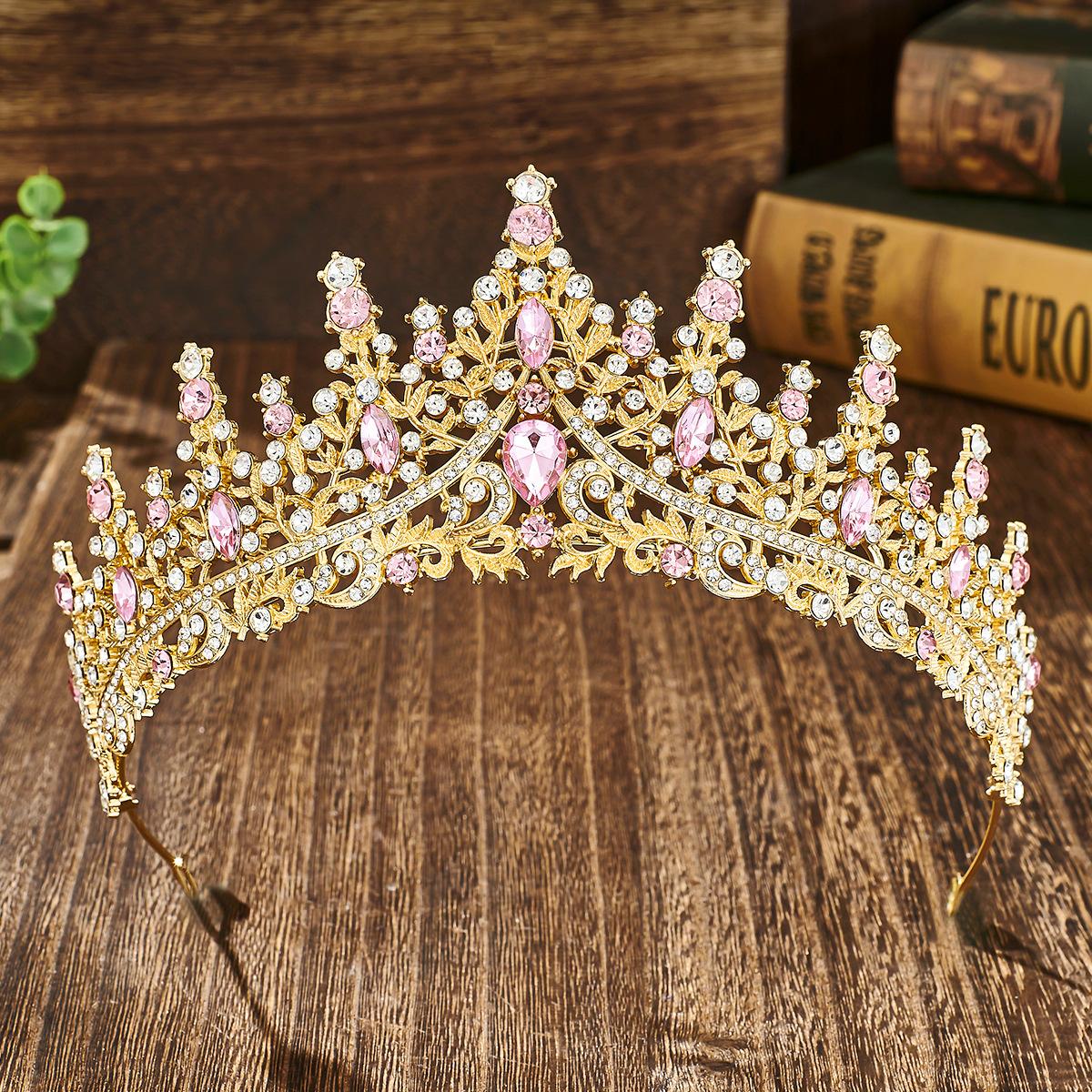 

European and American Bride Crown Headwear High End and Elegant Alloy Crystal Birthday Girl Old Adult Crown Wedding Jewelry