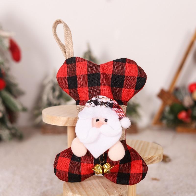 New Christmas Decorations Plaid Bones Pets Christmas Socks Gift Bags Decorative Socks Pendant