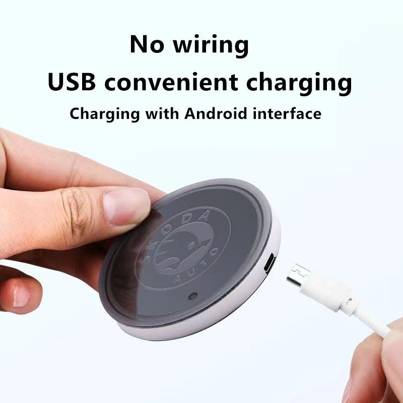 2025 Heiß 7 Farben LED Auto Getränkehalter Licht Leuchtender Untersetzer Wasserbecher Pad Für Skoda Octavia A5 A7 RS Fabia Superb Zubehör