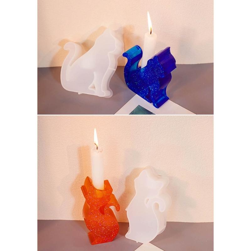 Kerzenhalter Harzformen Katzenform Kerzenständer Silikonform Einzigartiger Tierkerzenständer Epoxidgussform DIY Bastelarbeiten