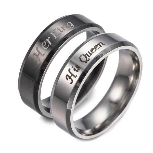 Stylish U-shaped King And Queen Couple Rings For Romantic Gifting Occasion