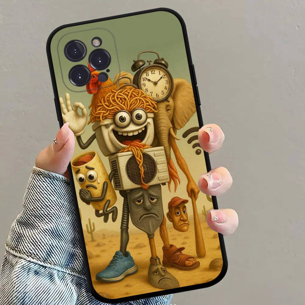 Italian Brainrot Animals Anime Black Soft Silicone Phone Case For Iphone17 Air 16 15 14 13 12 11 Mini Pro Max Plus